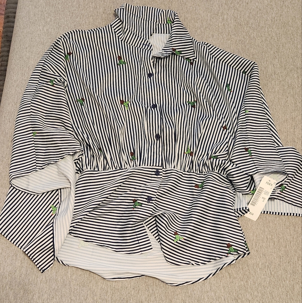 Striped Kids Shirt with Embroidered Accents